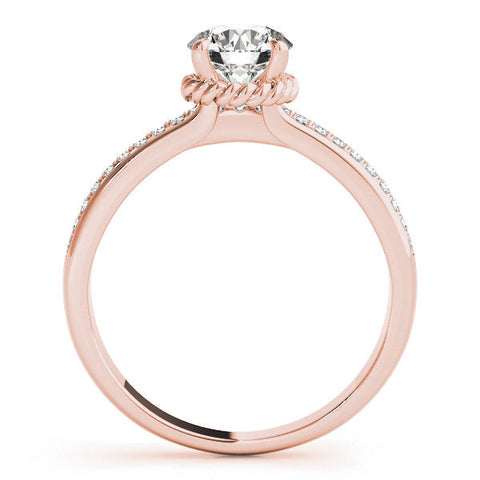 Rose gold Round Solitaire Diamond Ring with Channel Set Band and Six-Prong Setting