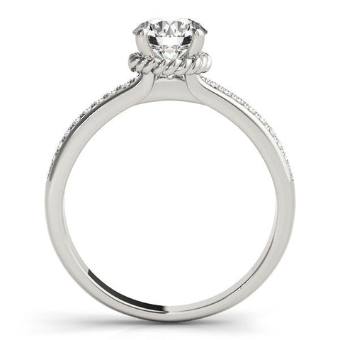 Platinum Round Solitaire Diamond Ring with Channel Set Band and Six-Prong Setting
