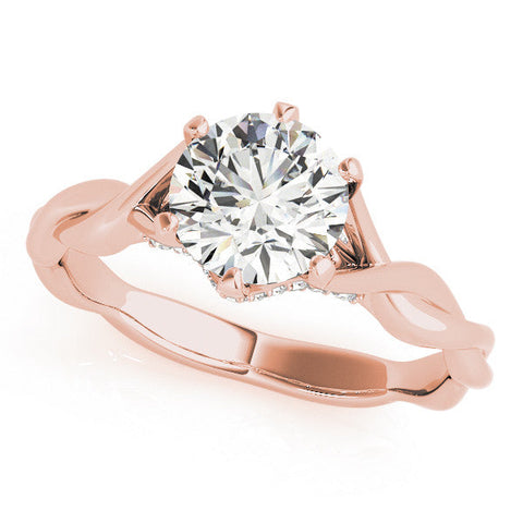 Rose gold Round Solitaire Twist Band Six-Prong Setting