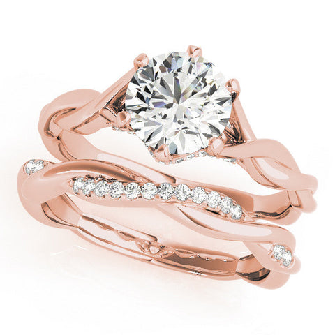 Rose gold Round Solitaire Twist Band Six-Prong Setting