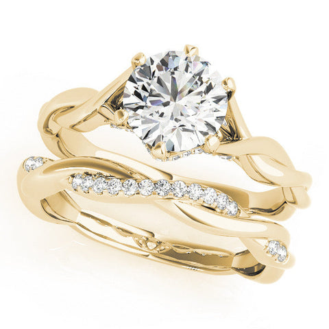 Yellow gold Round Solitaire Twist Band Six-Prong Setting