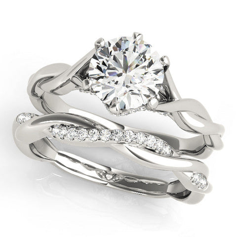 White gold Round Solitaire Twist Band Six-Prong Setting