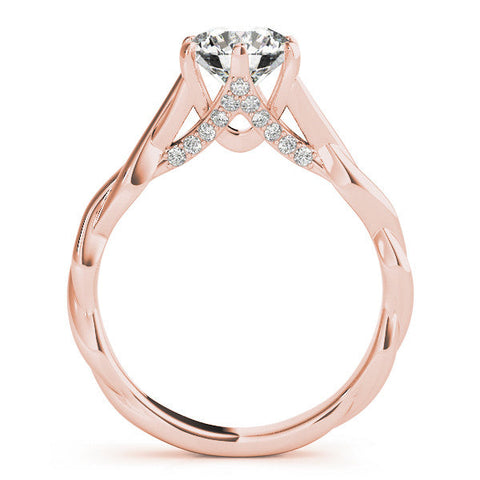 Rose gold Round Solitaire Twist Band Six-Prong Setting
