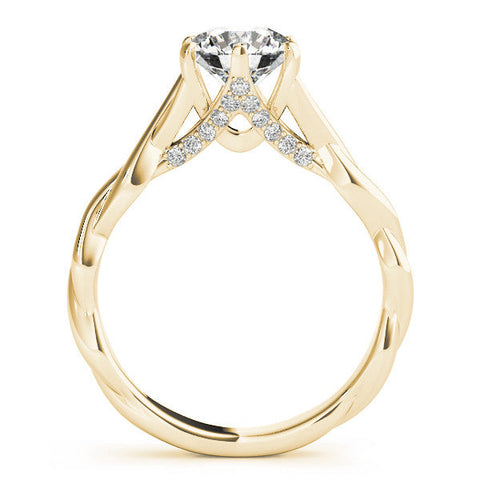 Yellow gold Round Solitaire Twist Band Six-Prong Setting