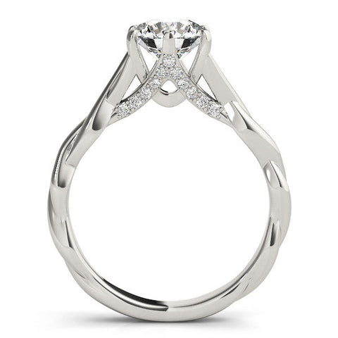 White gold Round Solitaire Twist Band Six-Prong Setting