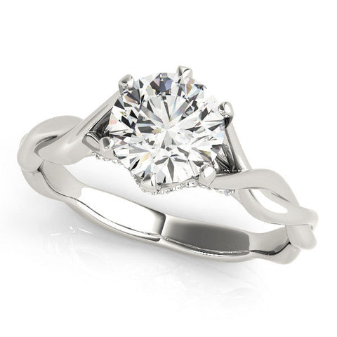 White gold Round Solitaire Twist Band Six-Prong Setting