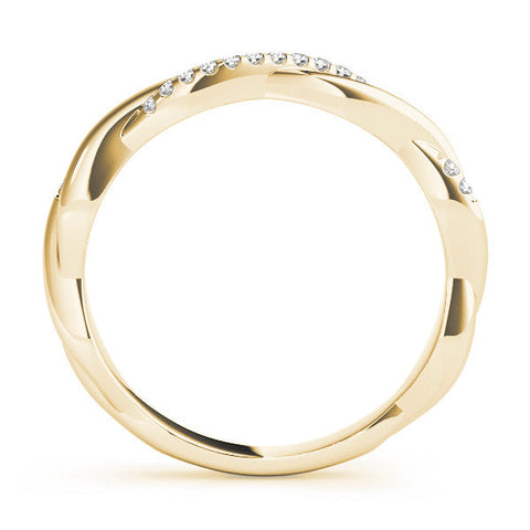 Yellow gold Twisted Pavé Round Diamond Infinity Band