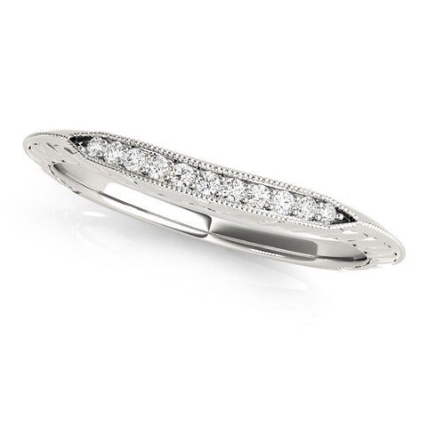 White gold Milgrain Round Diamond Pavé Set Half Eternity Band