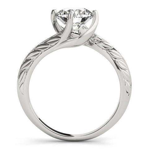 Platinum Round Solitaire Twisted Band with Four-Prong Setting