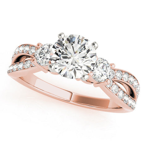 Rose gold Three-Stone Heart Cut Diamond Twist Band with Prong Setting