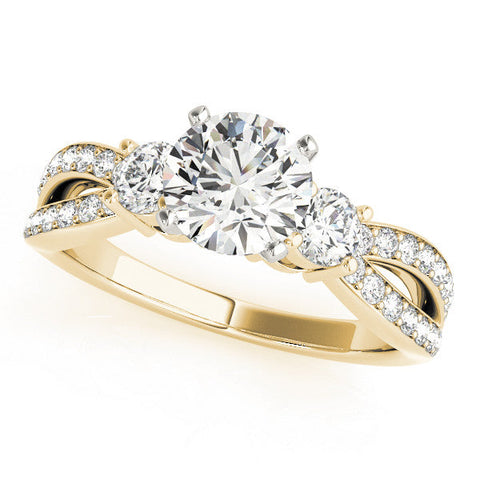 Yellow gold Three-Stone Heart Cut Diamond Twist Band with Prong Setting