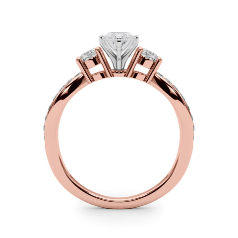 Rose gold Three-Stone Marquise Cut Diamond Twist Band with Prong Setting