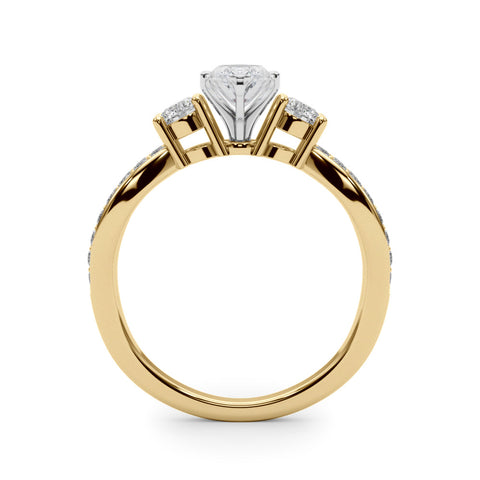 Yellow gold Three-Stone Marquise Cut Diamond Twist Band with Prong Setting