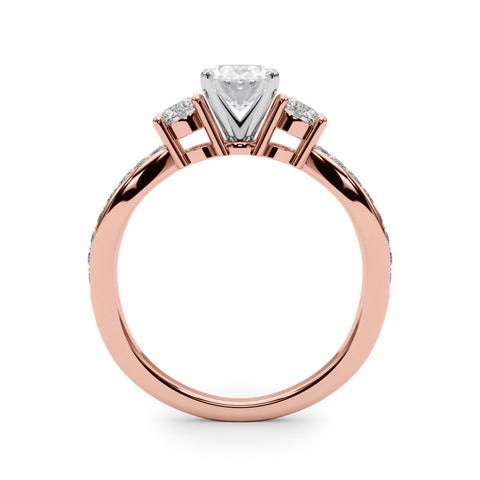 Rose gold Three-Stone Oval Cut Diamond Twist Band with Prong Setting