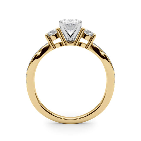 Yellow gold Three-Stone Oval Cut Diamond Twist Band with Prong Setting