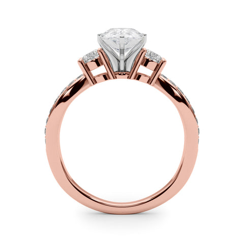 Rose gold Three-Stone Pear Cut Diamond Twist Band with Prong Setting