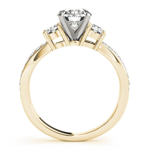 Yellow gold Three-Stone Heart Cut Diamond Twist Band with Prong Setting