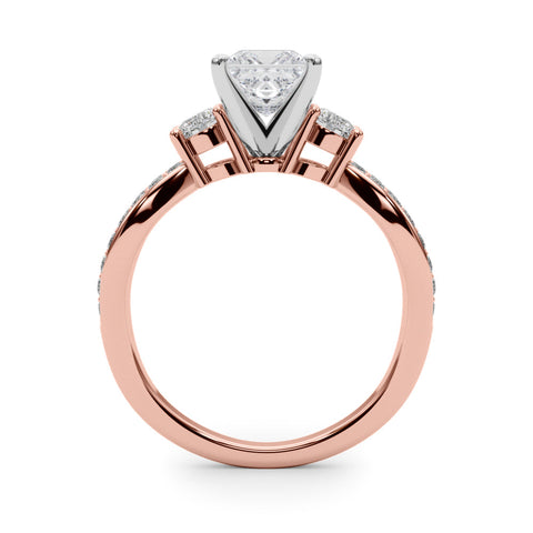 Rose gold Three-Stone Princess Cut Diamond Twist Band with Prong Setting