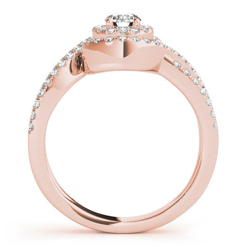 Rose gold Round Halo Twist Band Solitaire Prong Setting