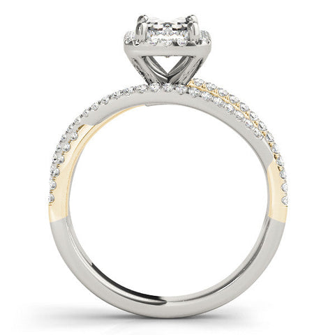 Yellow gold Cushion Cut Halo Split Shank Prong Setting Ring