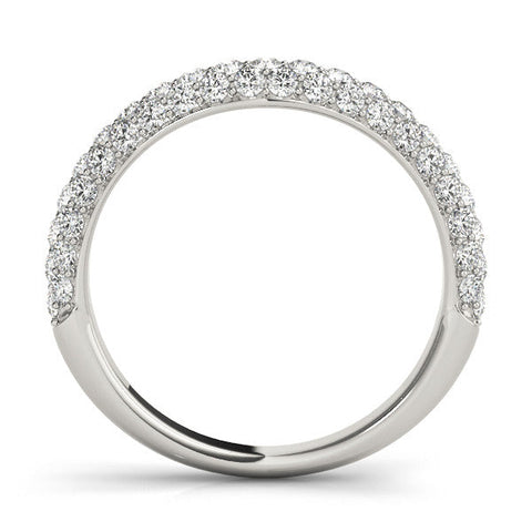White gold Three-Row Round Diamond Pavé Eternity Band with Shared Prong Setting