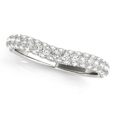 White gold Three-Row Round Diamond Pavé Eternity Band with Shared Prong Setting
