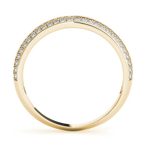 Yellow gold Double Row Pavé Round Diamond Eternity Band with Channel Setting