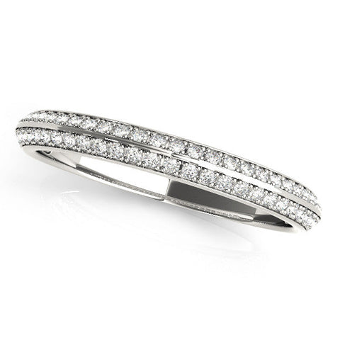White gold Double Row Pavé Round Diamond Eternity Band with Channel Setting