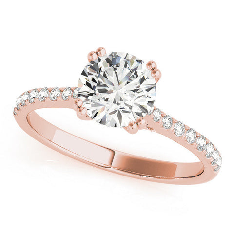 Rose gold Cushion Solitaire Pave Diamond Engagement Ring with Prong Setting