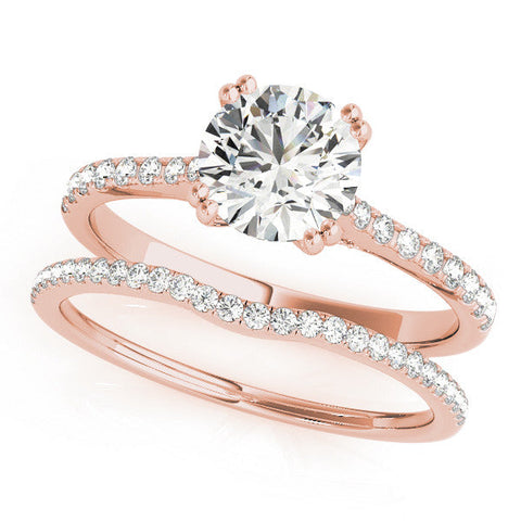 Rose gold Heart Solitaire Pave Diamond Engagement Ring with Prong Setting