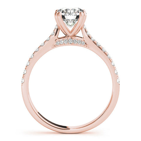 Rose gold Heart Solitaire Pave Diamond Engagement Ring with Prong Setting