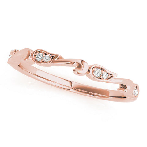 Rose gold Marquise Diamond Leaf Twist Eternity Band with Bezel Setting
