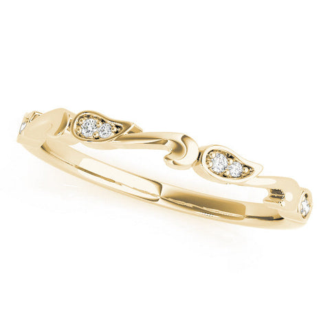 Yellow gold Marquise Diamond Leaf Twist Eternity Band with Bezel Setting