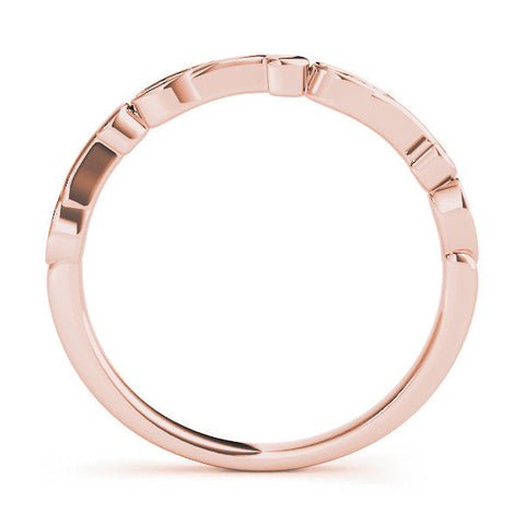 Rose gold Marquise Diamond Leaf Twist Eternity Band with Bezel Setting