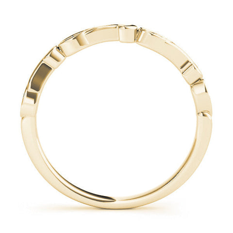 Yellow gold Marquise Diamond Leaf Twist Eternity Band with Bezel Setting