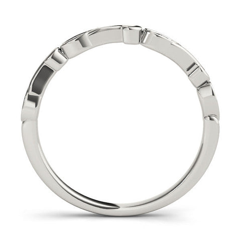 White gold Marquise Diamond Leaf Twist Eternity Band with Bezel Setting