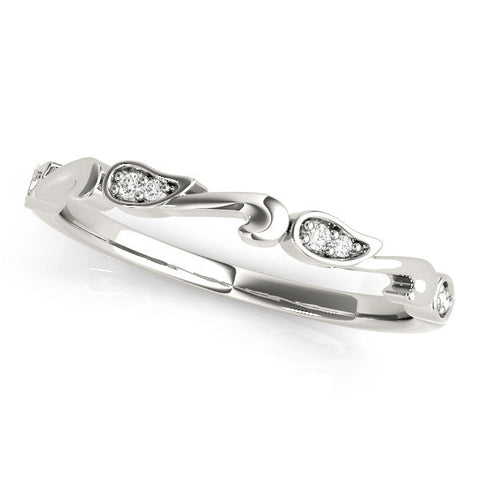 White gold Marquise Diamond Leaf Twist Eternity Band with Bezel Setting