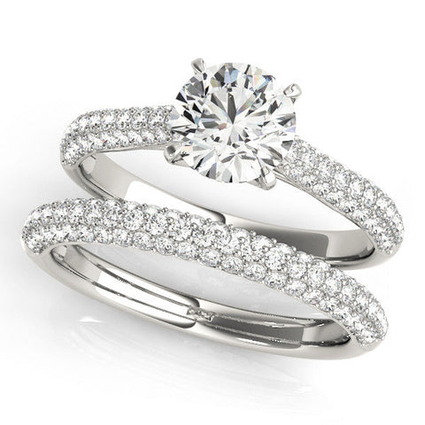 White gold Pavé Round Diamond Eternity Band with Prong Setting
