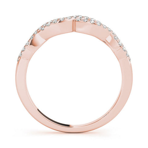 Rose gold Infinity Twist Diamond Pavé Band with Round Stones and Prong Setting