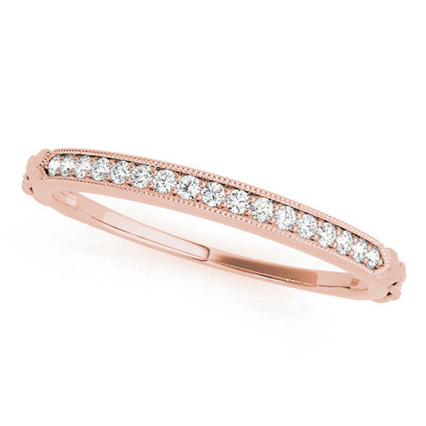 Rose gold Round Cut Diamond Pavé Set Milgrain Edge Eternity Band