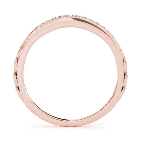 Rose gold Round Cut Diamond Pavé Set Milgrain Edge Eternity Band
