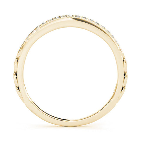 Yellow gold Round Cut Diamond Pavé Set Milgrain Edge Eternity Band