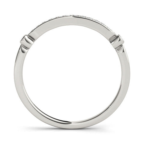 White gold Pavé Round Diamond Bar Station Ring with Channel Setting