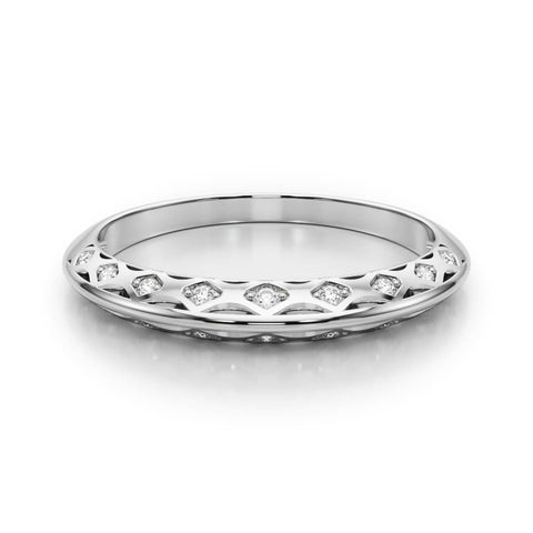 White gold Marquise Diamond Openwork Bangle with Pave Setting