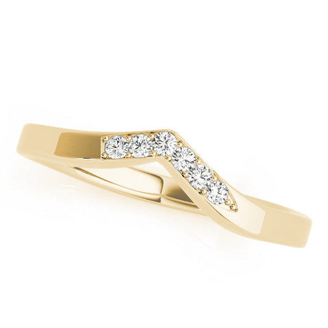 Yellow gold Chevron Pavé Round Diamond Twist Band