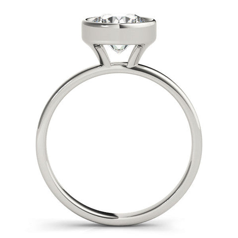 Platinum Bezel Set Round Solitaire Ring with Plain Band