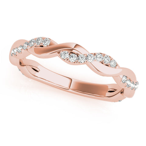 Rose gold Round Diamond Twist Eternity Band with Pavé Setting