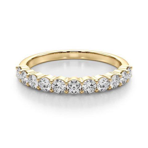 Yellow gold Round Diamond Half-Eternity Prong-Set Band