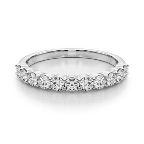 Platinum Round Diamond Half-Eternity Prong-Set Band