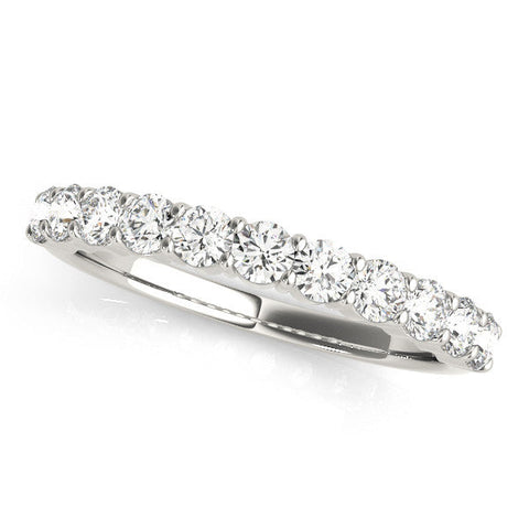 White gold Round Diamond Half-Eternity Prong-Set Band